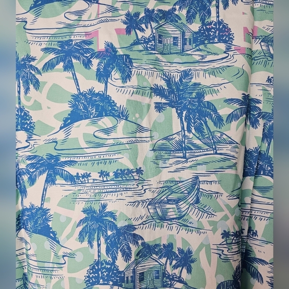 KYKU Men's Button Down Short Sleeve Tropical Hawaiian Shirt, Blue & Green, LARGE - Picture 7 of 10